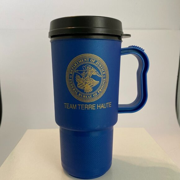 Koozie 16oz Blue Travel Mug DOJ Federal Bureau of Prisons Team Terre Haute - Picture 6 of 6